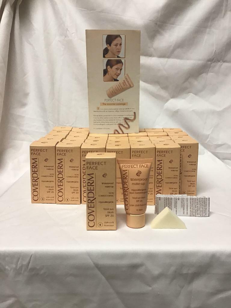 34 NIB COVERDERM PERFECT FACE # 6 WATERPROOF MAKE-UP SPF 20 SUNBLOCK 1.05oz 30ml