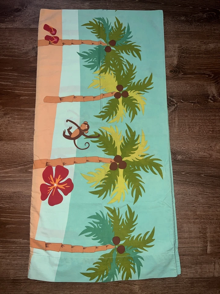 Monkey coconut tree floral bright king Set 2 pillow cases All Cotton Bedding VGC - Image 2 of 4
