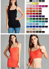 WOMEN CAMI CAMISOLE COTTON SPANDEX WITH BRA SHELF TANK TOP REG N PLUS S-3X