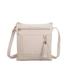 Ladies Faux Leather Cross Body Bag Women Zipper Messenger Shoulder Tassel Bag UK