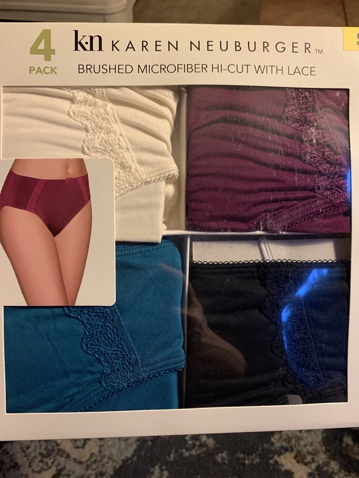 高帮内衣拉丝小号超细纤维带蕾丝超柔软舒适 4 件装 C1 — 第 2/4 张图片