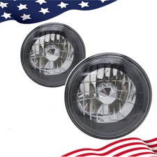 7 Inch Round Clear Lens Diamond Cut Projector Black Chrome Headlights