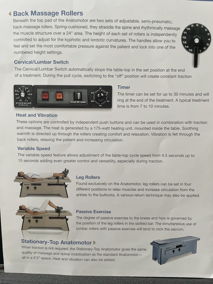 Hill Anatomotor Chiropractic Intersegmental Traction Massage Roller
