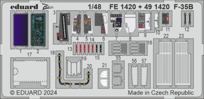 Eduard 1/48 F-35B Interior Cockpit Photoetch Detail for Tamiya Kit #FE1420