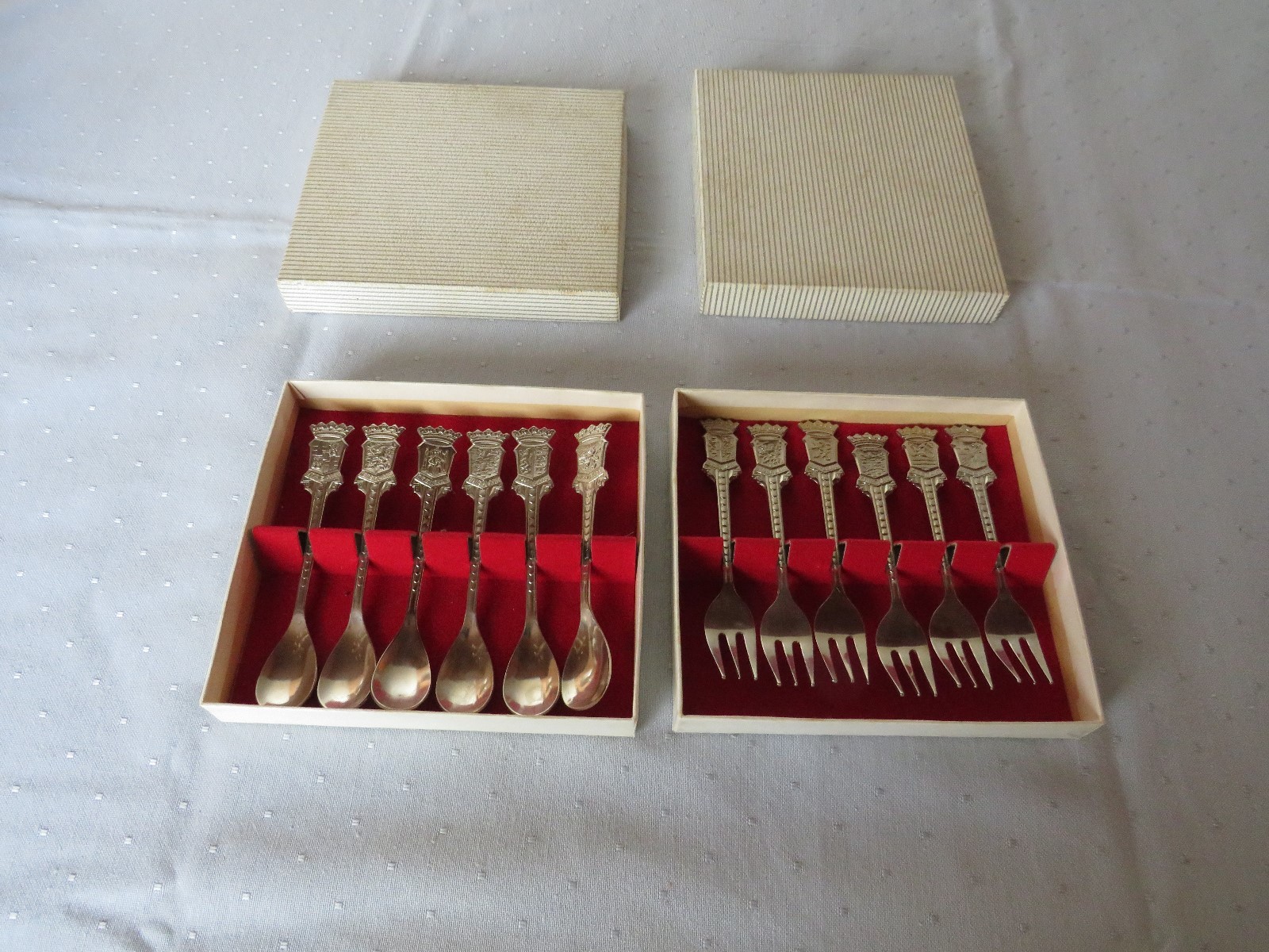 6 Löffel & 6 Gabeln mit Krone Andenken Niederlande Holland Speculum