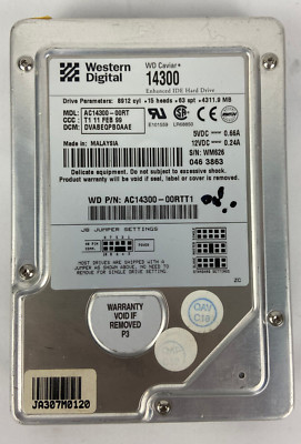 WD Caviar 4311.9mb AC14300-00RTT1 60-600791-002 REV A Hard Disk 3.5 IDE PATA