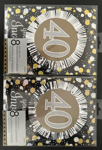 Black, Gold and Silver 40th Birthday Invitations  - Picture 1 of 5