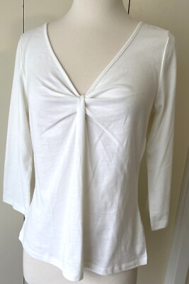 Sigrid Olsen White Womens M Pullover Top Blouse NWT Casual Oasis Line