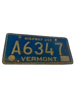 Vintage Vermont License Plate A-6347  Highway Use