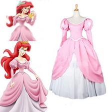 Newest Adult Princess Mermaid princess Ariel Pink Made Dress Cosplay Costume