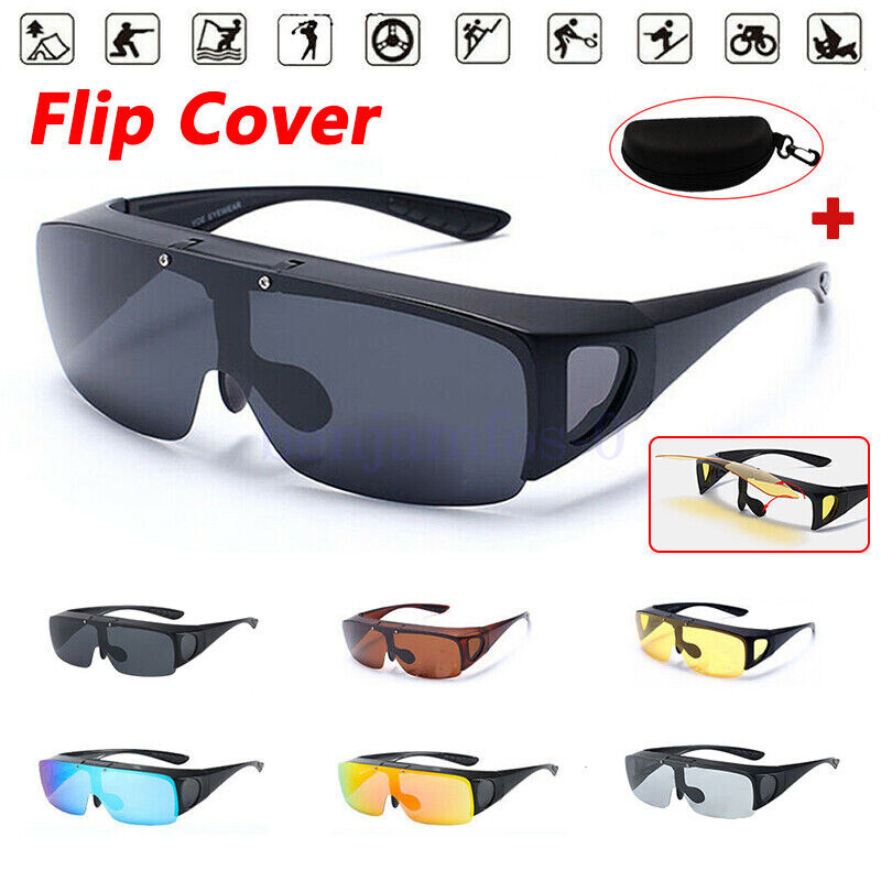 Flip Up Glasses Polarized Cover Put Fit Over Sunglasses Goggle Driving Outdoor