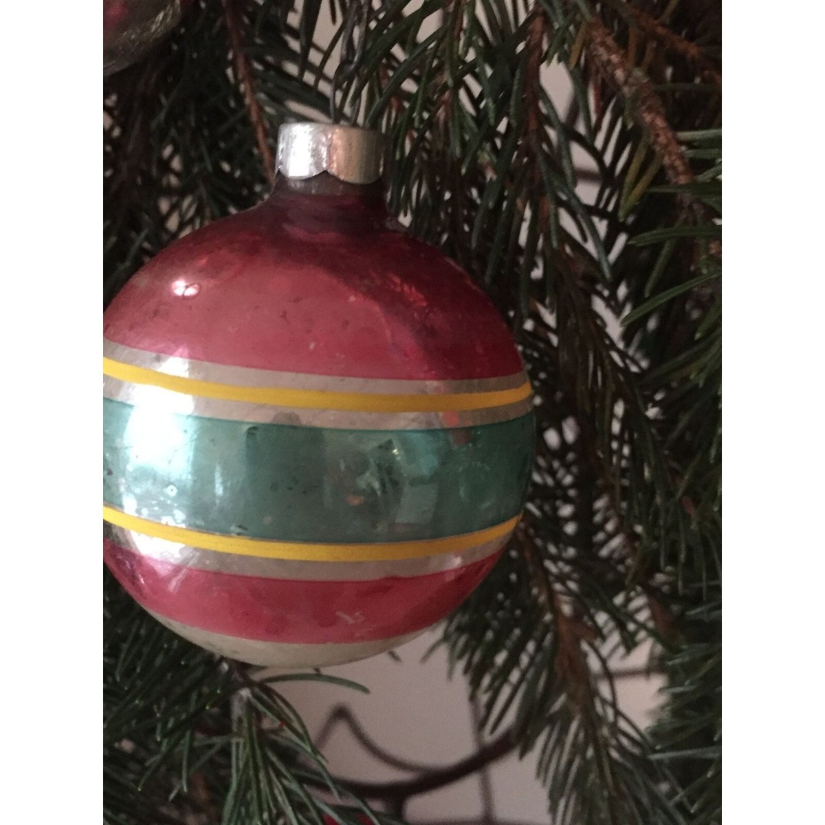 Vintage Five Vintage 1950's Christmas Tree Ornaments Round Bell