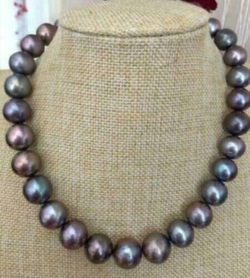 AAAAA LUSTER 9-10mm REAL natural Tahitian black pearl necklace 20'' 14k Clasp