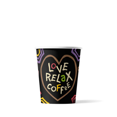 Papierbecher, Pappbecher, Love, Relax, Coffee 180ml, FSC Zertifieziert - 100Stk 