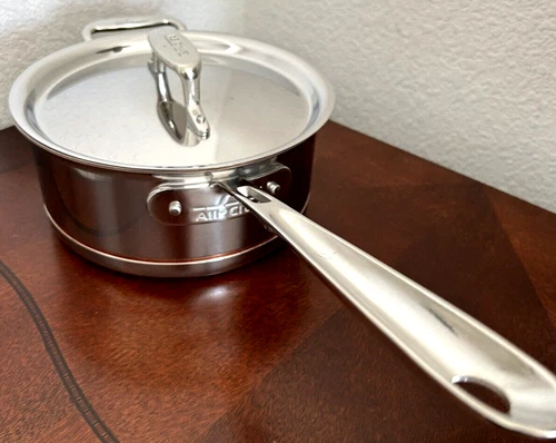 All Clad Stainless Steel COPPER CORE  3 Qt. SAUCE PAN & Lid 5 Layer New