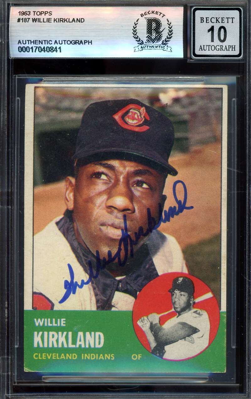 Willie Kirkland Gem Mint 10 Beckett BAS Signed 1963 Topps Autograph