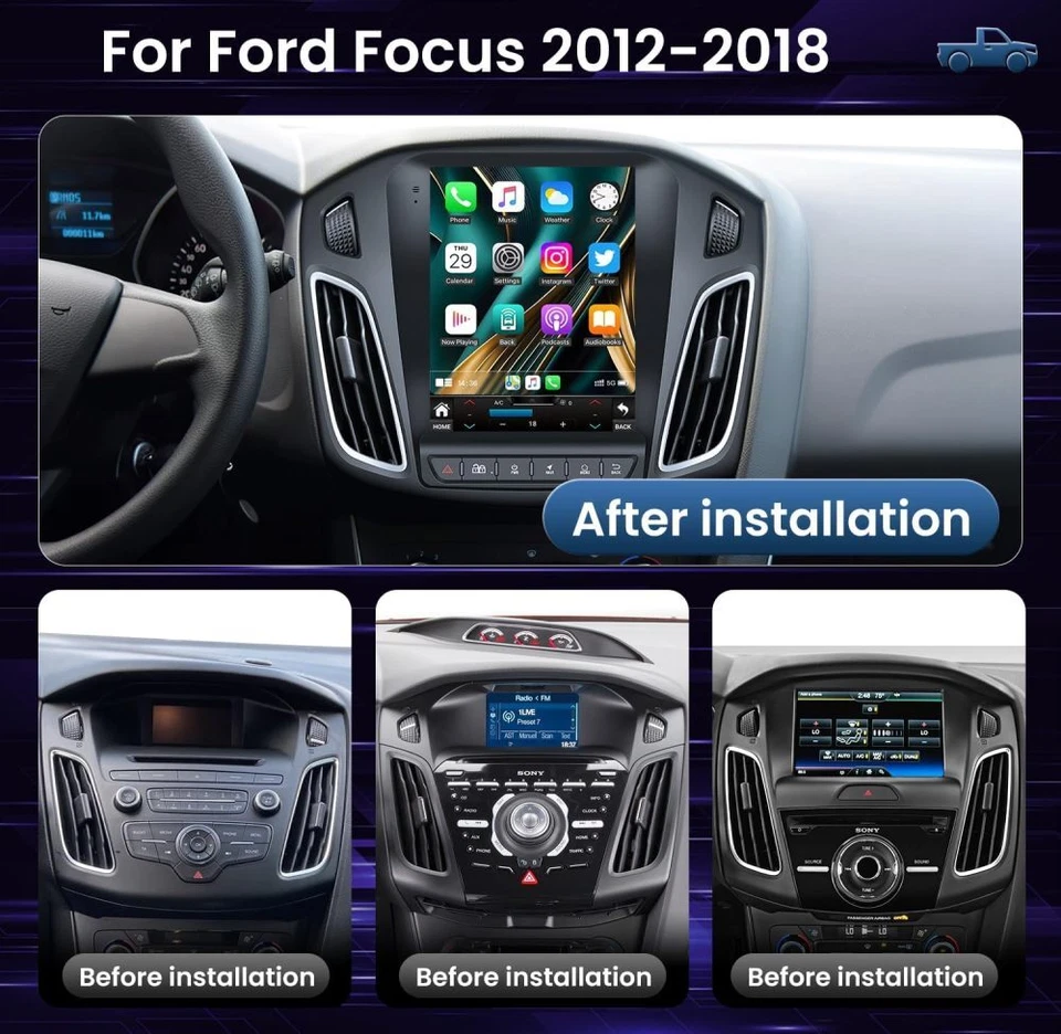 Radio estéreo para automóvil Apple Carplay Android 15 para Ford Focus 2012-2018 GPS navegación WIFI Foto 4 de 4