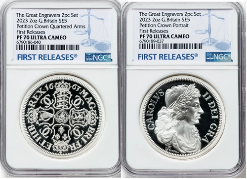 2023 Great Britain Petition Crown 5Pounds 2oz Silver Proof 2-Coin Set NGC PF70