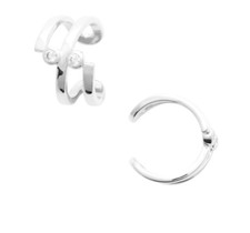Boucles D'oreilles Unitaire Faux Piercing Bijou Cartilage Argent 925 Cristal Oz