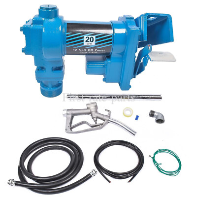 #ad 20GPM 12V Fuel Transfer Pump w Nozzle Kit for Transfer of Gasoline Diesel Blue $140.99