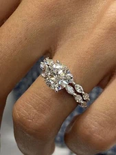 Round Lab Created Solitaire Bridal Set Ring 3.5 Ct E/VVS2 14k White Gold