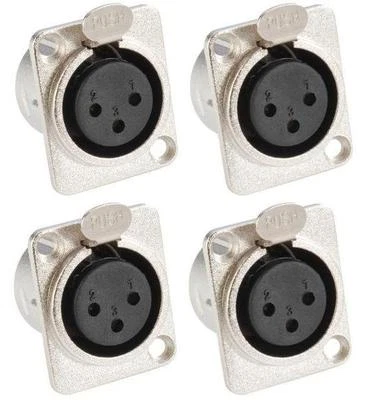4 St. XLR female Einbaubuchse D Typ 3-pol Buchse Neutrik komp. Kupplung D-Form