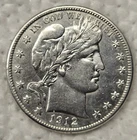 1912-d 50c Barber Half Dollar AU Condition Raw BLAST WHITE