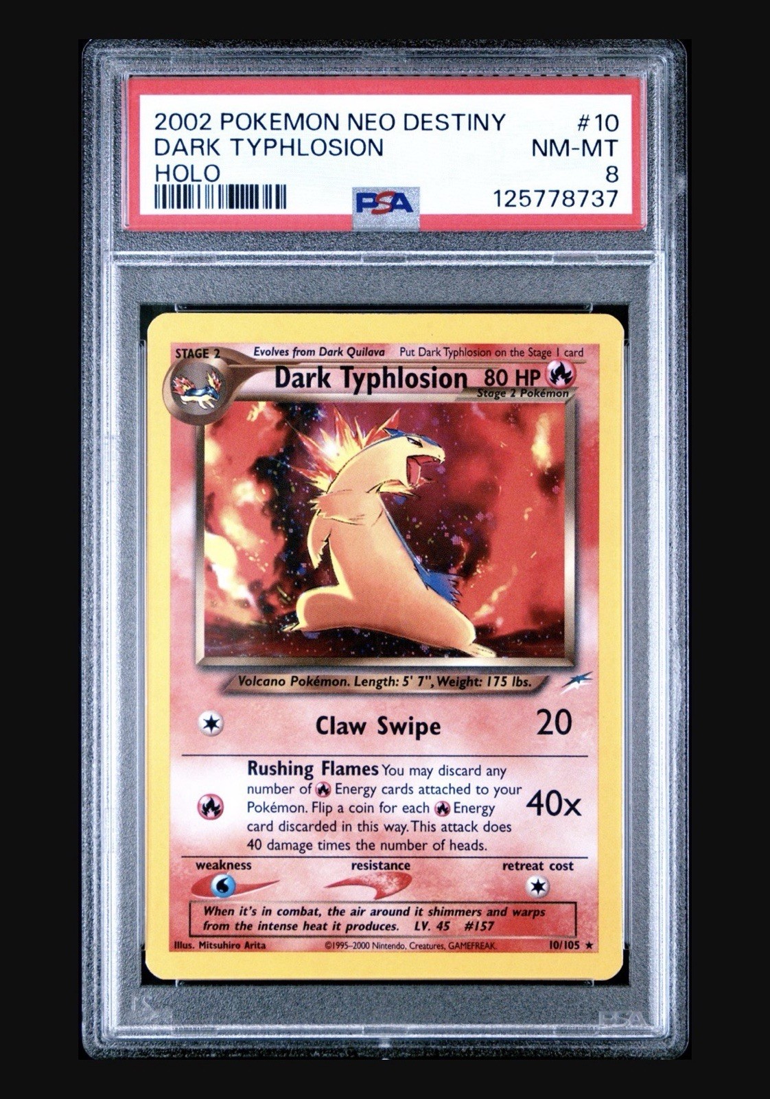 PSA 8 NM-MINT 2002 Dark Typhlosion Neo Destiny Holo Pokemon Card