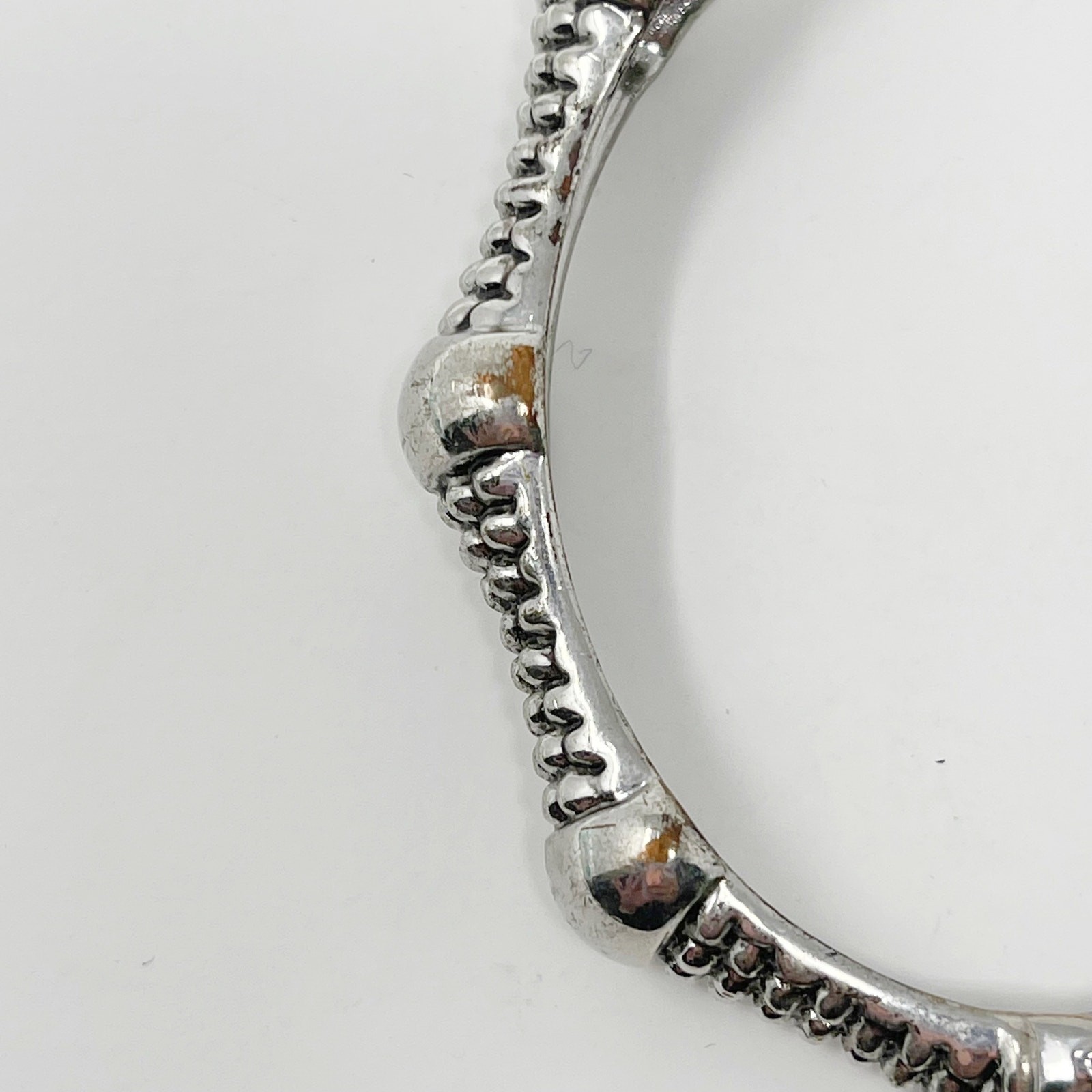 Silver Hinged Cuff Bracelet Textured Boutique Ban… - image 5