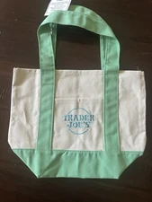 Mint Green  Trader Joe's Pastel Mini Canvas Tote Bag 2025 LIMITED EDITION NWT