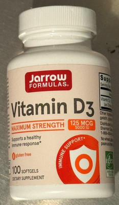 JARROW FORMULAS Vitamin D3 125mcg (5000 IU) 100 Softgels Immune BB 03/26 2pk
