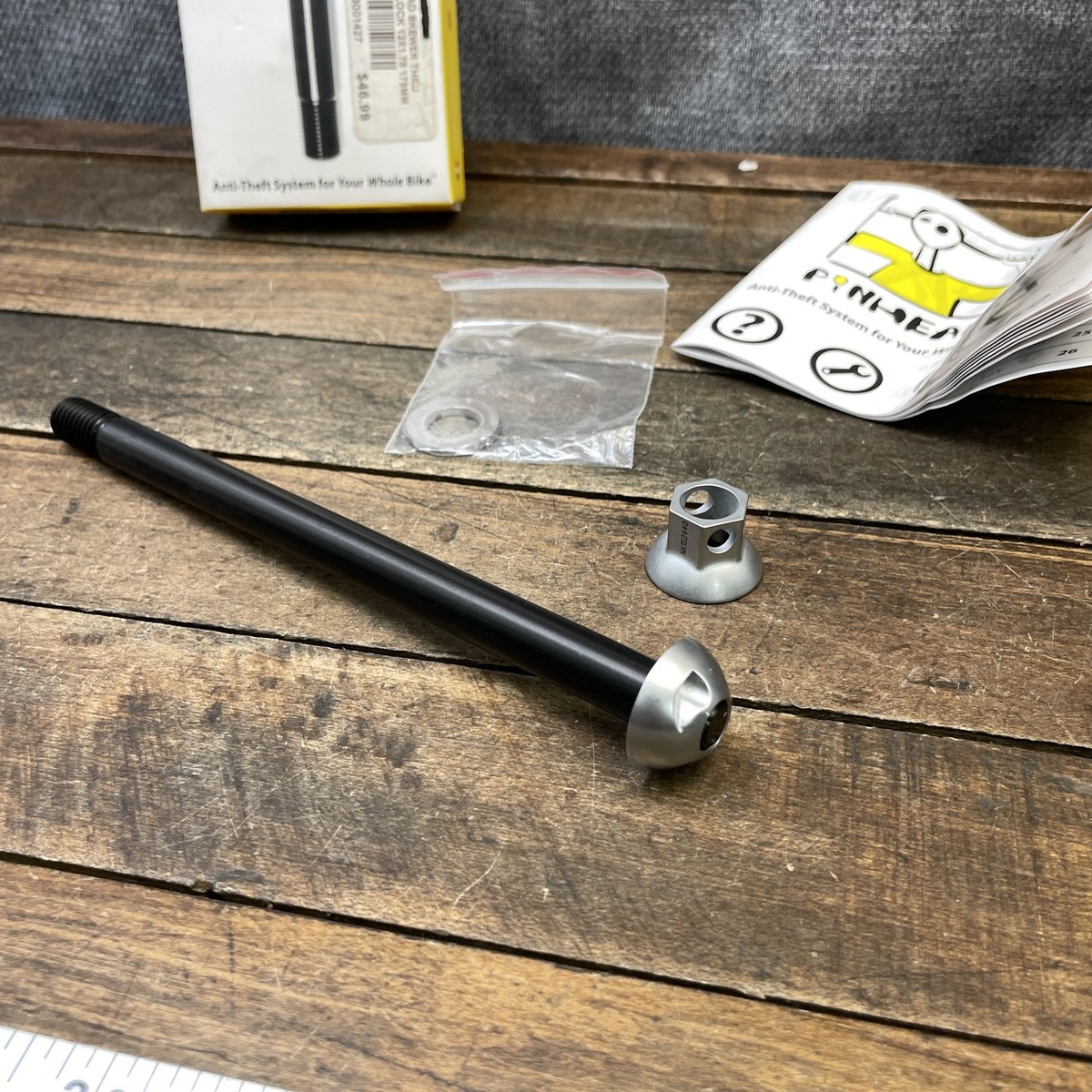 Pinhead Rear Wheel Lock M12 Thru Axle 175mm P1.75 Bike Black Keyed
