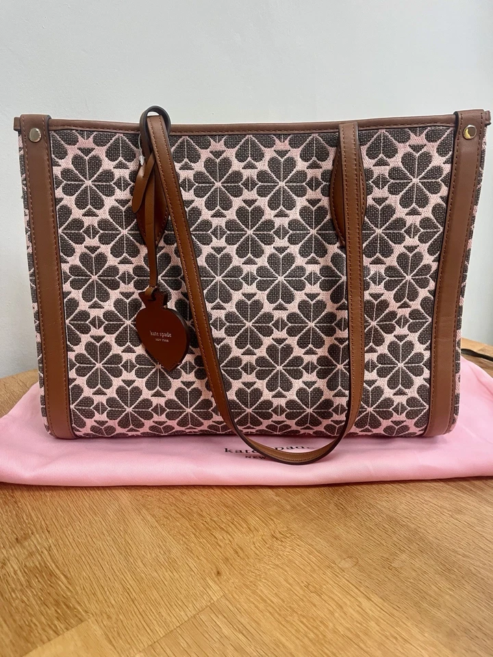Kate Spade Floral Jacquard Pink And Leather Tote Bag - Image 2 of 4