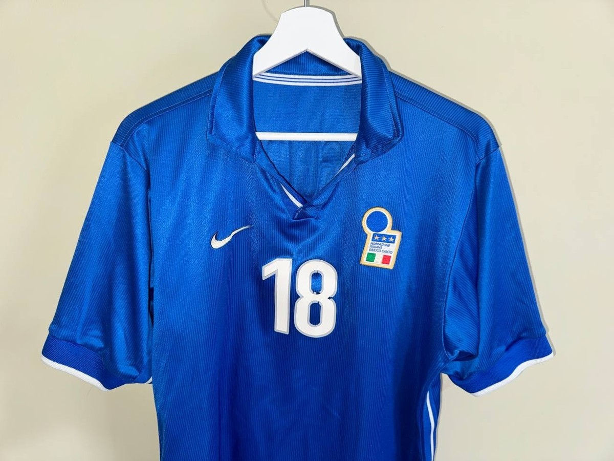 NIKE Baggio 1998-2000 Italy Soccer Team Jersey 90s Blue Soccer