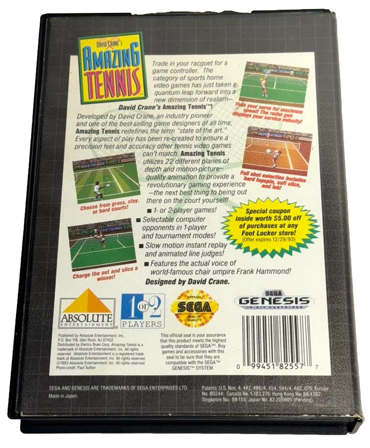 David Crane's Amazing Tennis Sega Mega Drive *Complete* Genesis Region Free - Image 3 of 4