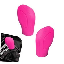 Car Gear Shift Knob Cover, Flexible Silicone Gear Shift Cover, Water 2 PCS Pink