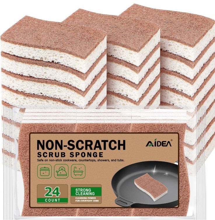 Éponge vaisselle cellulose lot de 24 réutilisable pour nettoyage cuisine et surfaces délicates