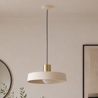 Valdiola Pendant Light Black Gold Fitting Cream Metal Shade Adjustable H 110cm