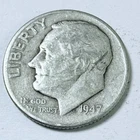 1947 D Roosevelt Dime 90% Silver Circulated Coin Free Shipping #8761