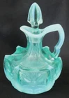 Fenton Aqua Blue Opalescent Cactus Pattern Cruet with Original Stopper