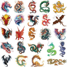 60 Pcs Dragon Temporary Tattoos for Boys Kids Gift Party Favors
