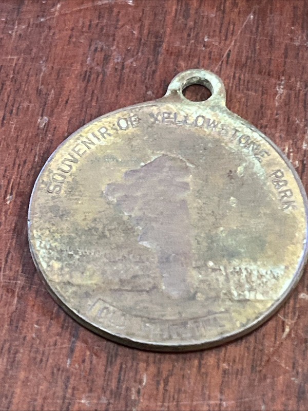 Vintage Yellowstone National Park Old Faithful  Fob Tag Pendant Good Fortune