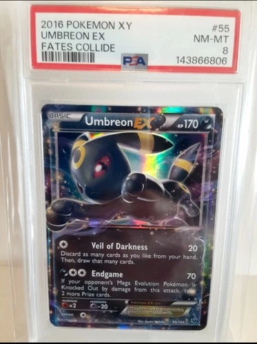 2016 POKEMON XY FATES COLLIDE #55 UMBREON EX PSA 8