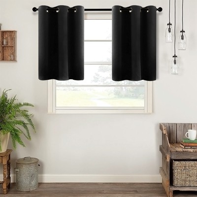 Blackout Kitchen Tier Curtains, Short Cafe Curtains Room Darkening, Triple We...