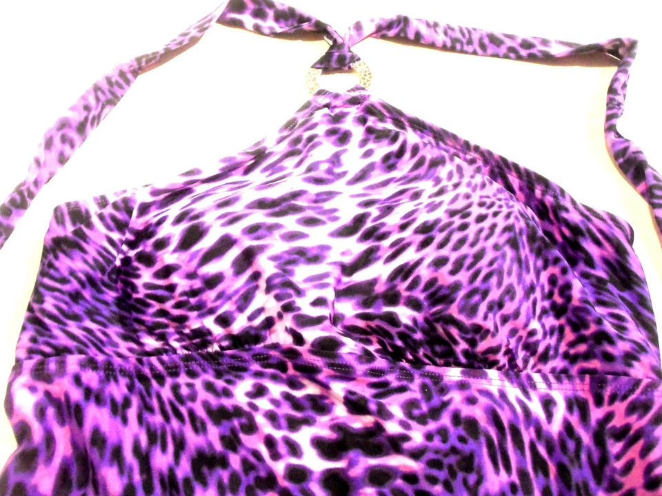 Maiô Tankini Dana Buchman Lavanda Roxo Estampa de Animal Tamanho 8 Novo com etiquetas $44 - Imagem 2 de 4