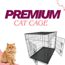 Heavy Duty Cat Cage Folding Pet Crate Indoor Travel Carrier With Tray