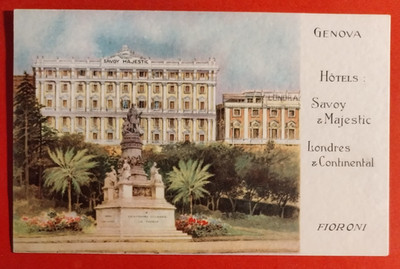 Postkarte Genua Hotels Savoy Und Majestic Londres Continental Fioroni (C 90)