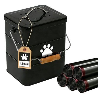 Small Dog Poop Trash Can Outside,1.5Gal/6L Metal Dog Waste Trash Can with Lid...