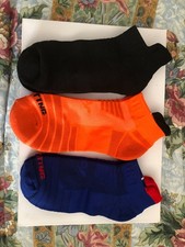 3 Pairs of Ankle Socks Orange Black and Navy Blue Cushioned New