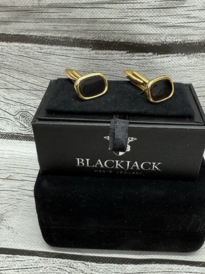 Cufflinks BlackJack Men's Gold Tone Onyx Stone
